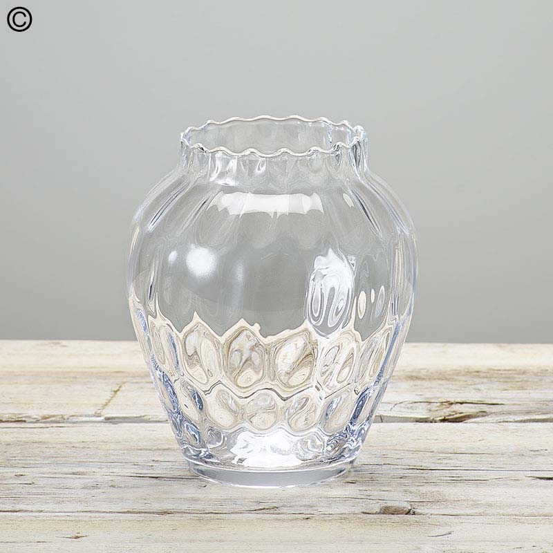 Hand-blown Fluted Edge Glass Vase